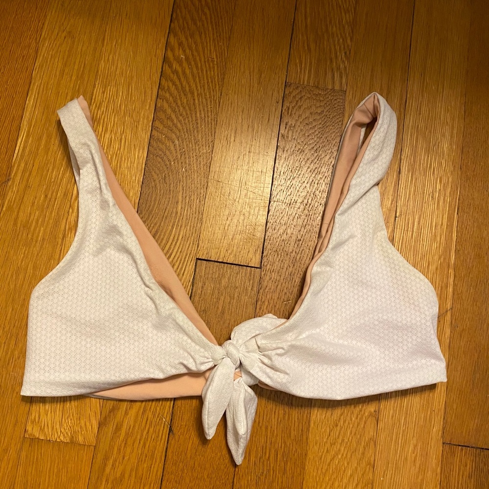 Lolli swim white lace tie bikini top